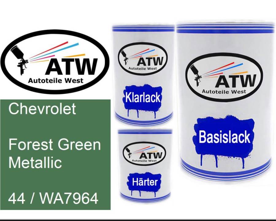 Chevrolet, Forest Green Metallic, 44 / WA7964: 500ml Lackdose + 500ml Klarlack + 250ml Härter - Set, von ATW Autoteile West.